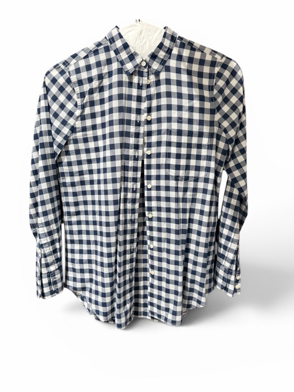 J. Crew Blue and White Gingham Button-Down Shirt